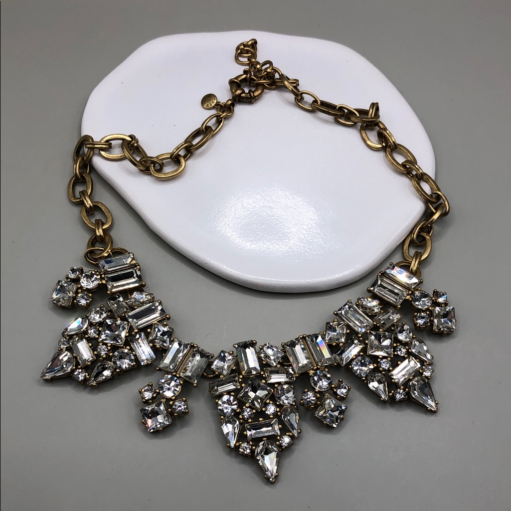 J.Crew Crystal Cluster Formal Bridal Party Evening Statement Necklace Sparkling.